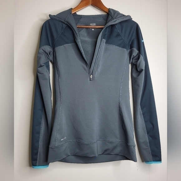 Nike Pro Pullover Zip Up Hoodie. Size Small. Blue/Grey. - Picture 2 of 12